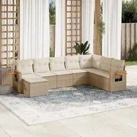 Set Divano da Giardino 8 pz con Cuscini Beige in Polyrattan 3227087