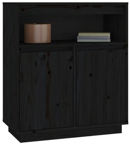 Credenza nera 70x34x80 cm in legno massello di pino