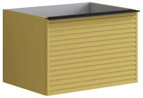 Mobile da bagno sotto lavabo Pixel stripes frontale giallo sole e maniglia alluminio nero laccato opaco L 60 x H 40 x P 45.5 cm 2 cassetti, lavabo non incluso