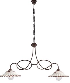 Bilanciere Country Chic Bistrot 2 Luci Ruggine Con Ceramica Vietrese