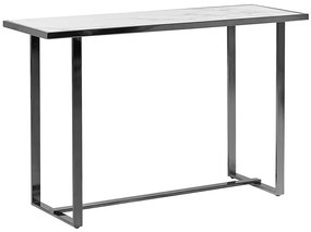 Tavolino consolle vetro bianco e argento 120 x 40 cm PLANO Beliani