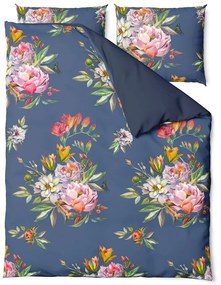 Biancheria da letto matrimoniale in cotone sateen blu navy 200 x 220 cm Floret - Bonami Selection