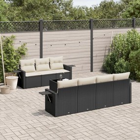 Set divani da giardino con cuscini 8 pz nero in polyrattan