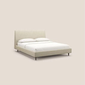 Dorotea letto imbottito con piedi in legno in morbido bouclé impermeabile T07 beige