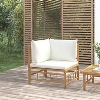 Divano Angolare da Giardino con Cuscini Bianco Crema in Bambcod mxl 94682