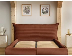 Letto matrimoniale color mattone imbottito con spazio contenitivo con griglia inclusa 160x200 cm Jade – Bobochic Paris