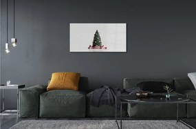 Quadro su vetro Alberi di natale, decorazioni e regali 100x50 cm