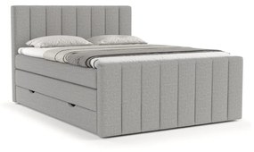 Letto boxspring grigio chiaro con contenitore 200x200 cm Ruby - Maison de Rêve