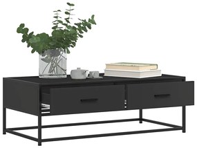 Tavolino salotto nero 100x50x35 cm legno multistrato e metallo