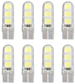 8 Pezzi Lampada Led T10 W5W 6 SMD 5050 12V 0.8W 60lm Bianco Freddo 6500K 34mm