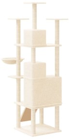 Albero per Gatti con Tiragraffi in Sisal Crema 175 cm