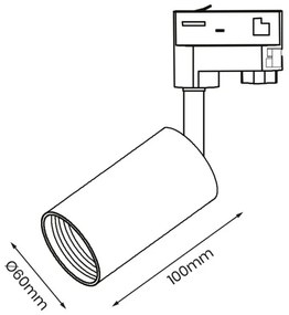 Faretto per sistema a binario trifase PIPE 1xGU10/25W/230V bianco
