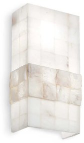 Lampada Da Parete Stones 2 Luci Alabastro Naturale E Metallo Bianco