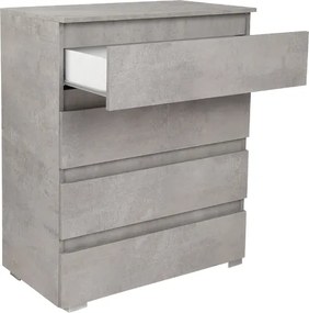 Cassettiera 4 cassetti maniglia gola in legno 81x44xH101 Cemento