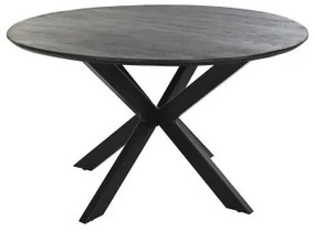 Tavolo da Pranzo DKD Home Decor Nero Metallo Legno di mango 130 x 130 x 76 cm