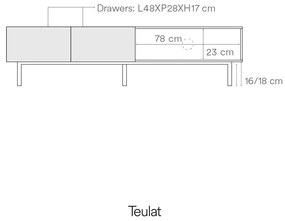 Tavolo TV in rovere decorato in bianco e naturale 180x45 cm Arista - Teulat