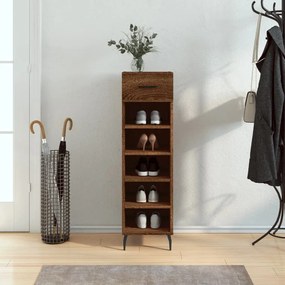 Scarpiera Rovere Marrone 30x35x105 Cm İn Legno Multistrato /