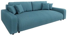 Divano turchese allungabile/con contenitore con rivestimento in velluto a coste 234 cm Sara – Ropez