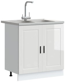 Mobile sottolavello  &quot;&quot;porto&quot;&quot; con lavabo alta lucentezza bianco 80x46x84,5 cm legno ingegnerizzato