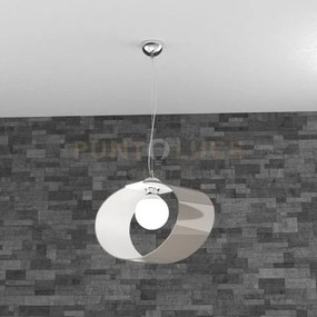 Lap sospensione d.42 cm 1 luce attacco e27 in vetro tortora