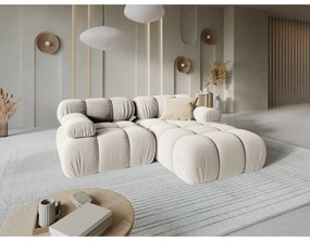Divano angolare componibile beige (con penisola a destra) con rivestimento in velluto Bellis – Micadoni