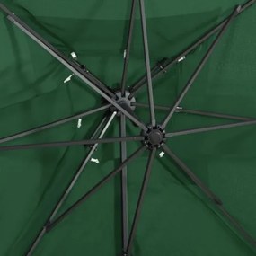 Ombrellone a Sbalzo con Doppia Copertura 250x250 cm Verde