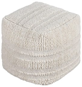 TESSA - pouf in lana avorio con decoro 40 x 40