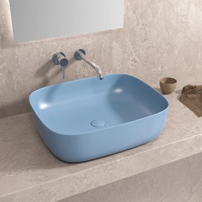 Lavabo D'Appoggio 49x39,5 Cm Karag Azzurro Opaco