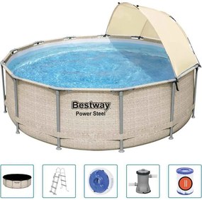 Bestway - Set Piscina con Tettoia Power Steel 396x107 cm