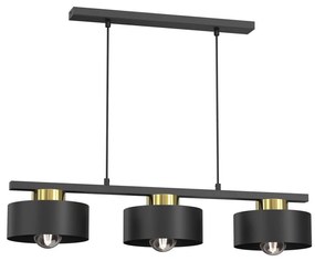 Lampadario a sospensione con filo MARTI 3xE27/15W/230V nero/oro