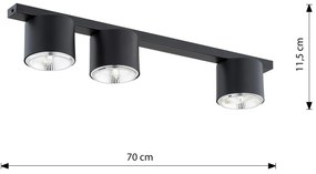 Plafoniera Moderna 3 Luci Faretti Ptah In Acciaio Nero