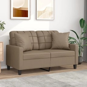 Divano A 2 Posti Con Cuscini Cappuccino 120 Cm İn Similpelle /