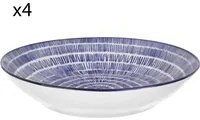 Set 4 piatti fondi righe blu porcellana Hanami