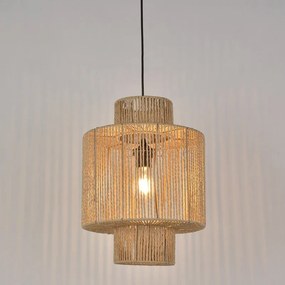 Lampadario Moderno CANCUN nero paralume beige E27 Ø30cm COREP