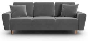 Divano grigio chiaro allungabile e con contenitore con rivestimento in velluto 235 cm Kyoto – Cosmopolitan Design