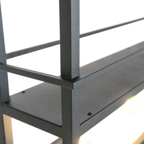 Lampada a sospensione nera con ripiano 4 luci - Cage Rack
