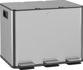 Pattumiera a Pedale 3 Sezioni da 20L 61,9x36,6x56,7 cm in Acciaio Inox e PP...