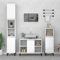 Set Mobili da Bagno 3 pz Bianco in Legno Multistrato 3185621