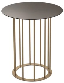 Tavolino tondo D45 cm con base in metallo Beige e piano in vetro Fumč MUTE