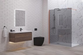 Parete doccia walkin 100 cm vetro fumé profilo oro rosa | KW1000FGR - KAMALU