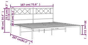 Giroletto con Testiera Metallo Bianco 180x200 cm