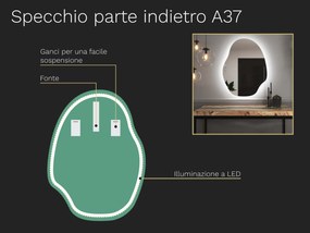 Specchio organico LED con illuminazione A37 45x60
