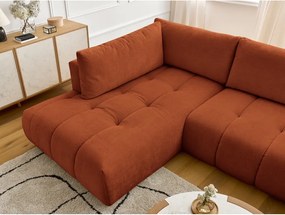 Divano angolare color mattone allungabile e con contenitore (penisola a sinistra/a U) Fuji – Bobochic Paris