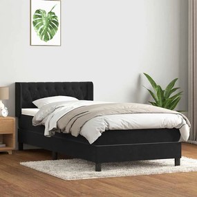 Giroletto A Molle Con Materasso Nero 90x210 Cm İn Velluto /