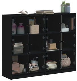 Libreria con ante nera 136x37x109 cm in legno multistrato