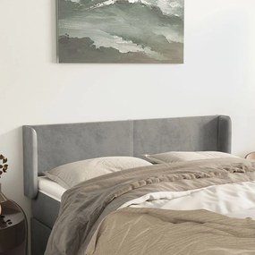 Testiera Ad Orecchio Grigio Chiaro 147x16x78/88 Cm İn Velluto /