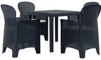 Set Pranzo da Giardino 5 pz in Plastica Antracite Stile Rattan 276114