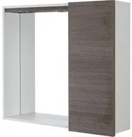 Specchio con mobiletto a una anta Rovere scuro Completo di faretti Led e mensola in vetro Way