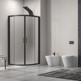 Box doccia semicircolare 90x90 telaio nero vetro satinato | KF2000BS - KAMALU