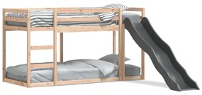 Letto A Castello Scivolo E Scala 75x190 Cm Legno Massello Pino /